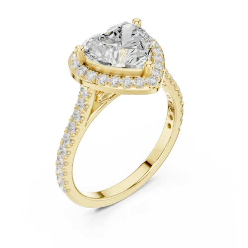 Ethereal Heart Solitaire Halo Engagement Ring