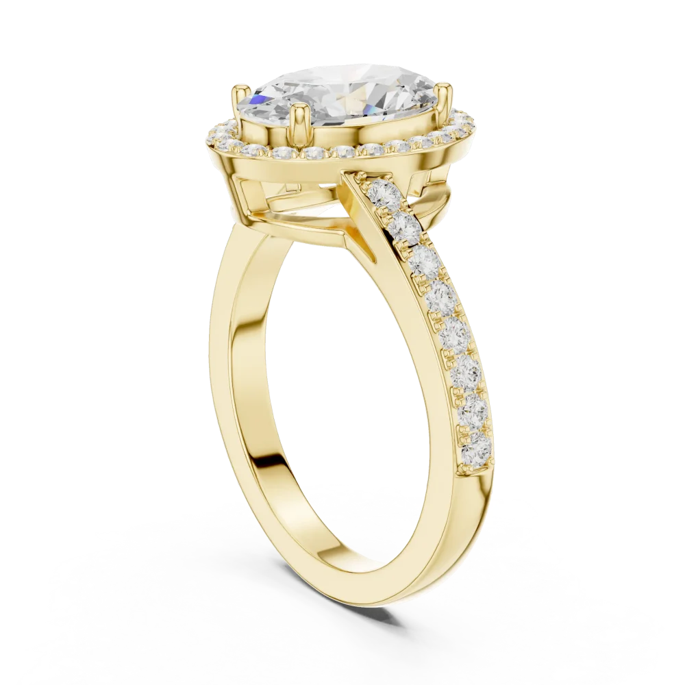 Ethereal Oval Cut Halo Solitaire Engagement Ring - Image 3