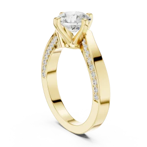 Essence Round Brilliant Pavé-Set Solitaire Engagement Ring - Image 3