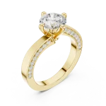 Essence Round Brilliant Pavé-Set Solitaire Engagement Ring