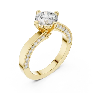 Essence Round Brilliant Pavé-Set Solitaire Engagement Ring
