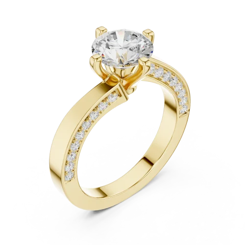 Essence Round Brilliant Pavé-Set Solitaire Engagement Ring