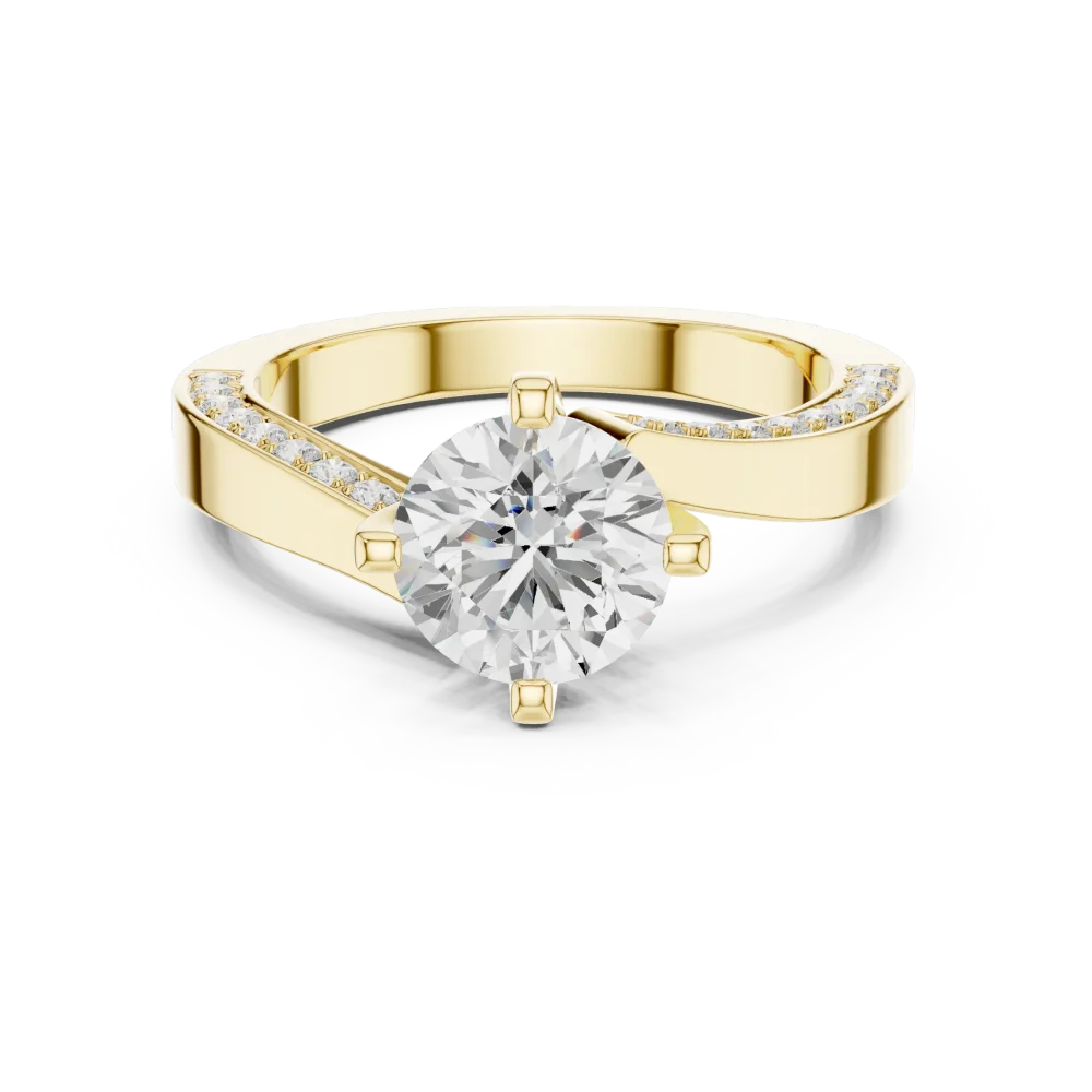 Essence Round Brilliant Pavé-Set Solitaire Engagement Ring - Image 2