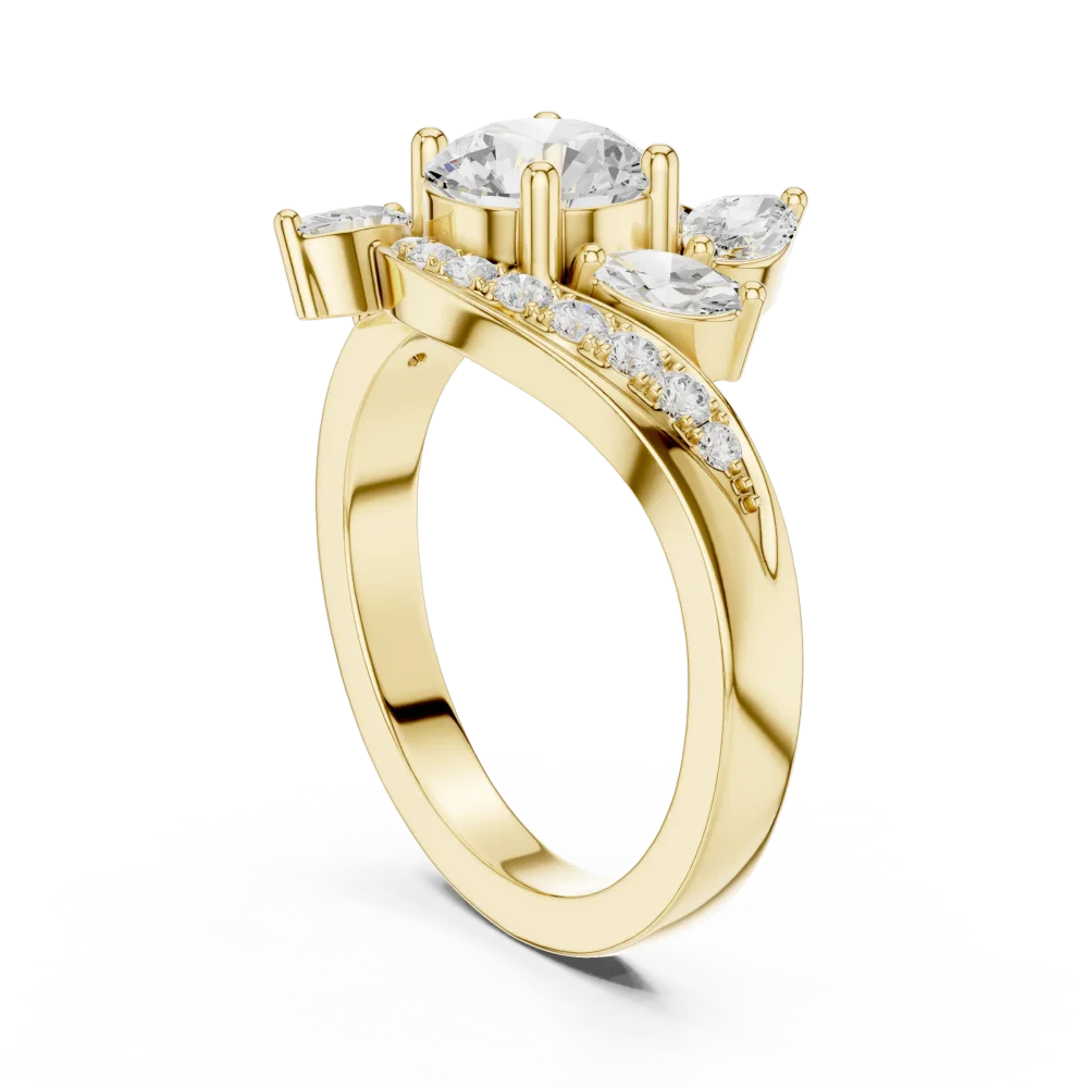 Luminary Round Brilliant Solitaire Marquise Accent Ring - Image 3