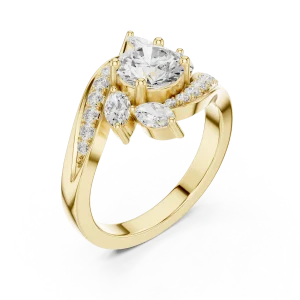 Luminary Round Brilliant Solitaire Marquise Accent Ring