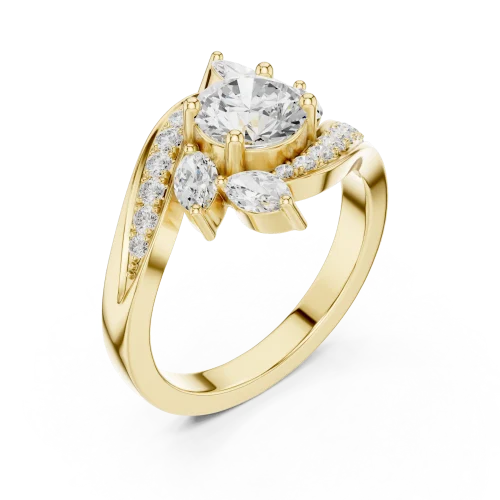 Luminary Round Brilliant Solitaire Marquise Accent Ring