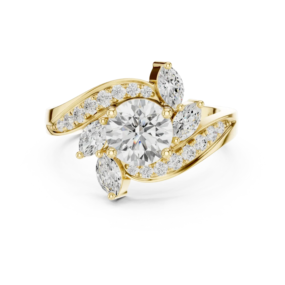Luminary Round Brilliant Solitaire Marquise Accent Ring - Image 2