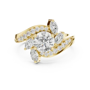 Luminary Round Brilliant Solitaire Marquise Accent Ring - Image 2