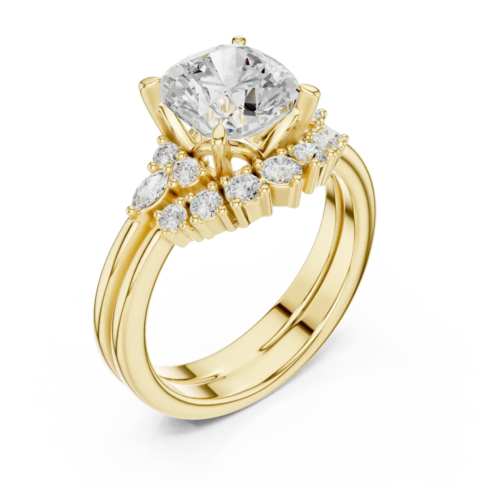 Discover the radiant elegance of our cushion and marquise cluster ring. Featuring high-grade DIAMEUR lab-grown diamonds, it defines modern luxury. Shop now.