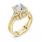 Radiant Cushion and Marquise Cluster Accent Ring