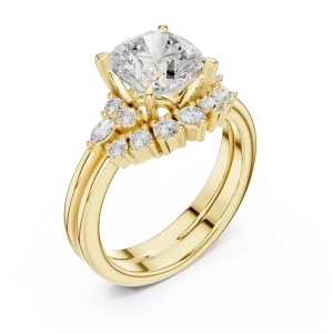 Radiant Cushion and Marquise Cluster Accent Ring
