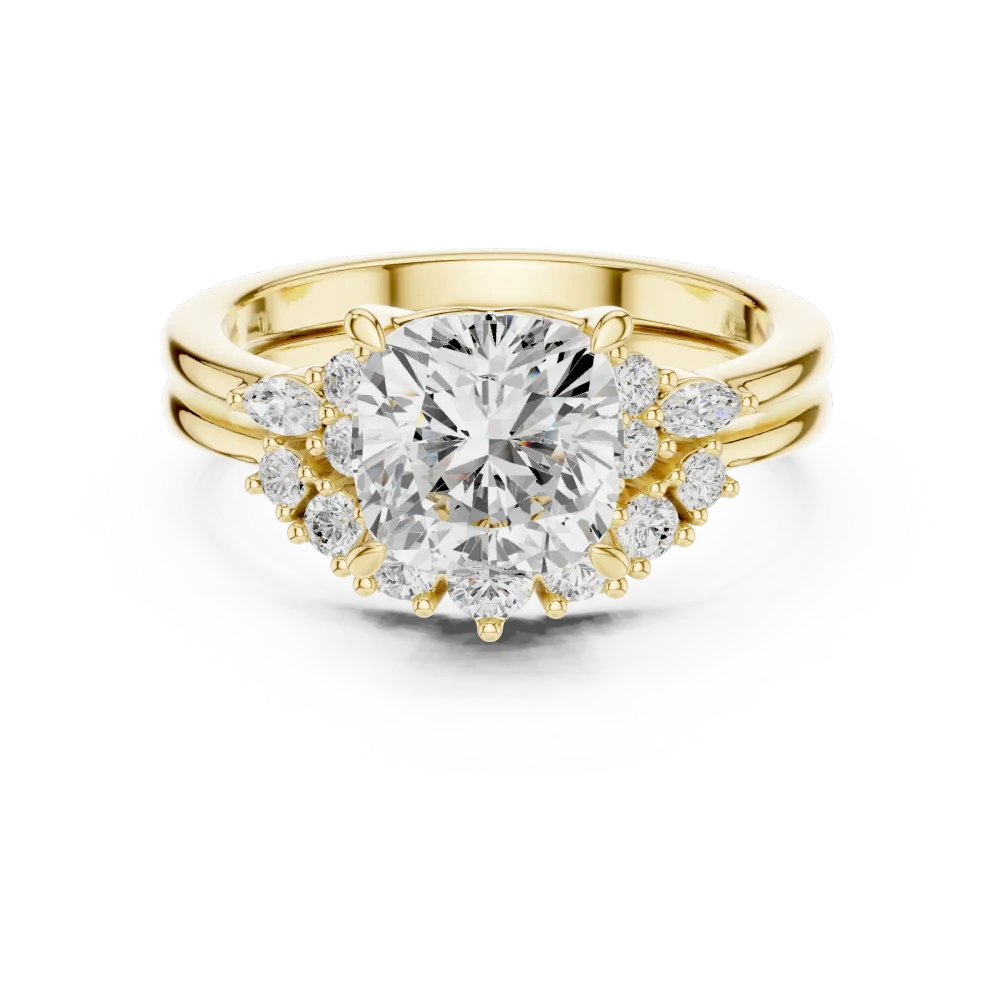 Radiant Cushion and Marquise Cluster Accent Ring - Image 2