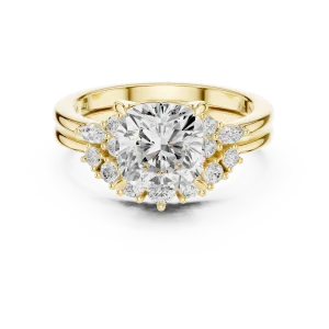 Radiant Cushion and Marquise Cluster Accent Ring - Image 2