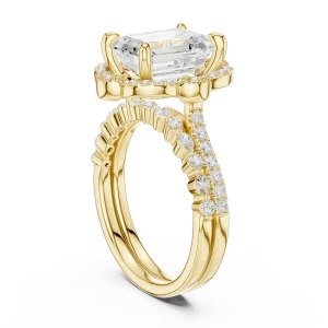Ethereal Emerald Cut Solitaire Halo Engagement Ring - Image 3