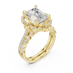 Ethereal Emerald Cut Solitaire Halo Engagement Ring