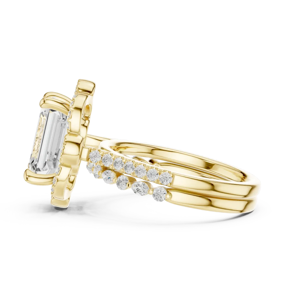Ethereal Emerald Cut Solitaire Halo Engagement Ring - Image 4