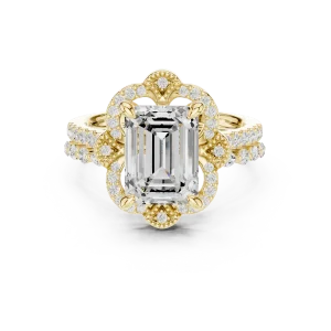Ethereal Emerald Cut Solitaire Halo Engagement Ring - Image 2