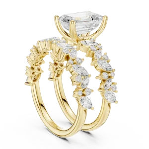 Ethereal Emerald Cut Solitaire Ring with Marquise Accents - Image 3