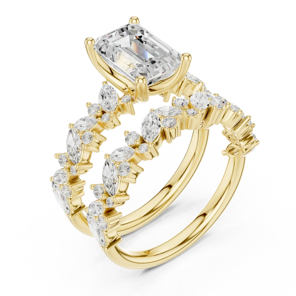 Elevate your style with this radiant Solitaire ring. Featuring a brilliant emerald cut and delicate marquise accents, it is the ultimate modern classic.