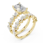 Ethereal Emerald Cut Solitaire Ring with Marquise Accents