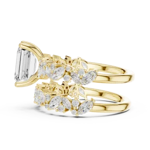 Ethereal Emerald Cut Solitaire Ring with Marquise Accents - Image 4