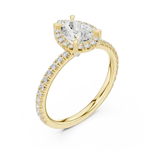 Ethereal Pear Solitaire Halo Engagement Ring