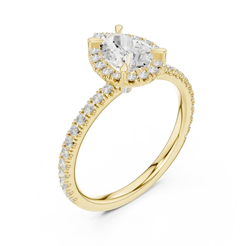 Ethereal Pear Solitaire Halo Engagement Ring