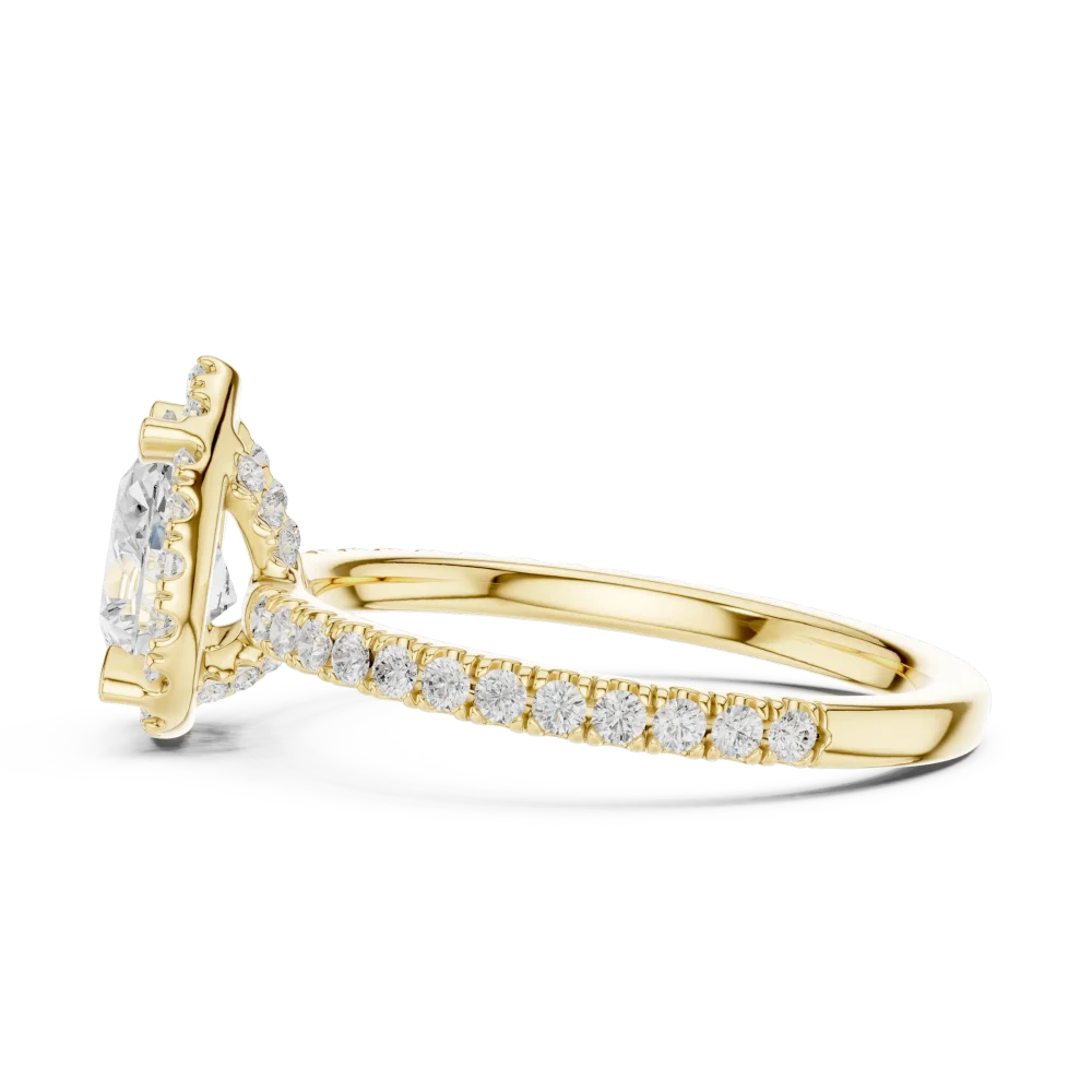 Ethereal Pear Solitaire Halo Engagement Ring - Image 4
