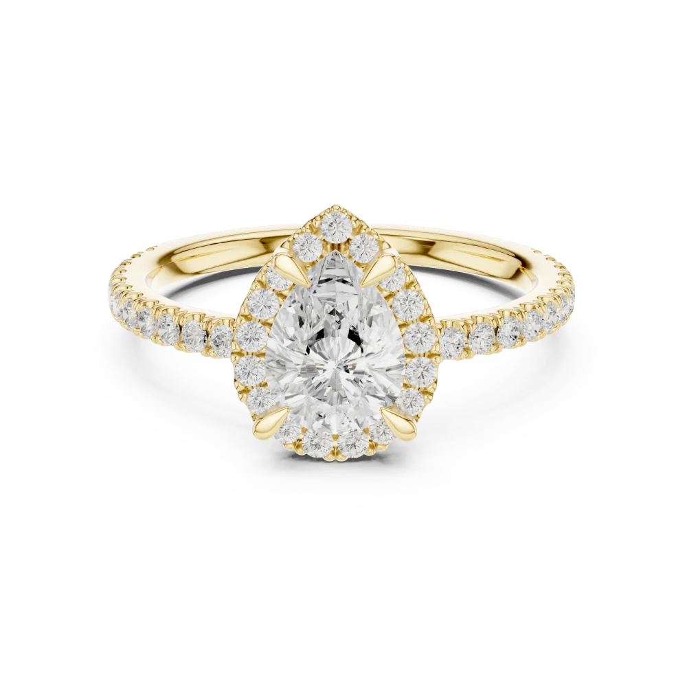 Ethereal Pear Solitaire Halo Engagement Ring - Image 2