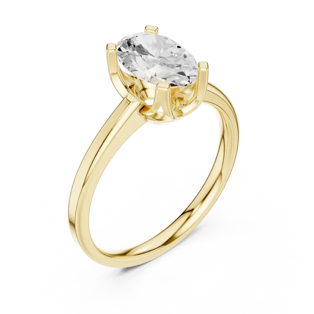 Discover the elegance of our oval-cut Solitaire ring, featuring a brilliant DIAMEUR diamond in a sleek, architectural setting. Shop sustainable luxury.