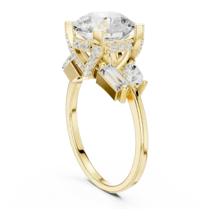 Luminary Round Solitaire Ring with Pear and Baguette Accents - Image 3