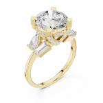 Luminary Round Solitaire Ring with Pear and Baguette Accents