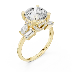 Luminary Round Solitaire Ring with Pear and Baguette Accents