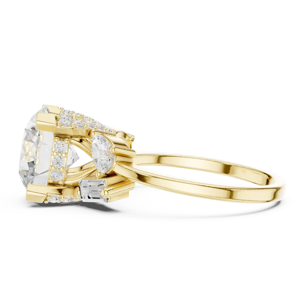 Luminary Round Solitaire Ring with Pear and Baguette Accents - Image 4