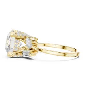 Luminary Round Solitaire Ring with Pear and Baguette Accents - Image 4