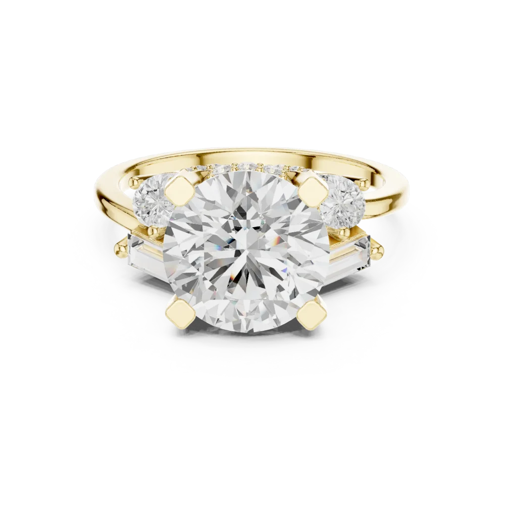 Luminary Round Solitaire Ring with Pear and Baguette Accents - Image 2