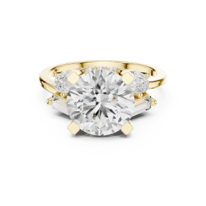 Luminary Round Solitaire Ring with Pear and Baguette Accents - Image 2