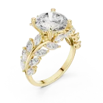 Ethereal Round Brilliant Solitaire Marquise Leaf Ring