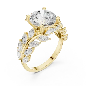 Ethereal Round Brilliant Solitaire Marquise Leaf Ring