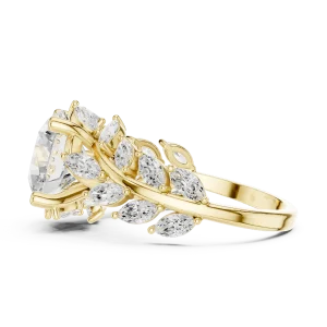 Ethereal Round Brilliant Solitaire Marquise Leaf Ring - Image 4