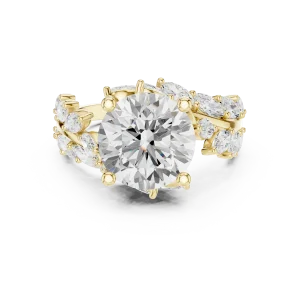 Ethereal Round Brilliant Solitaire Marquise Leaf Ring - Image 2