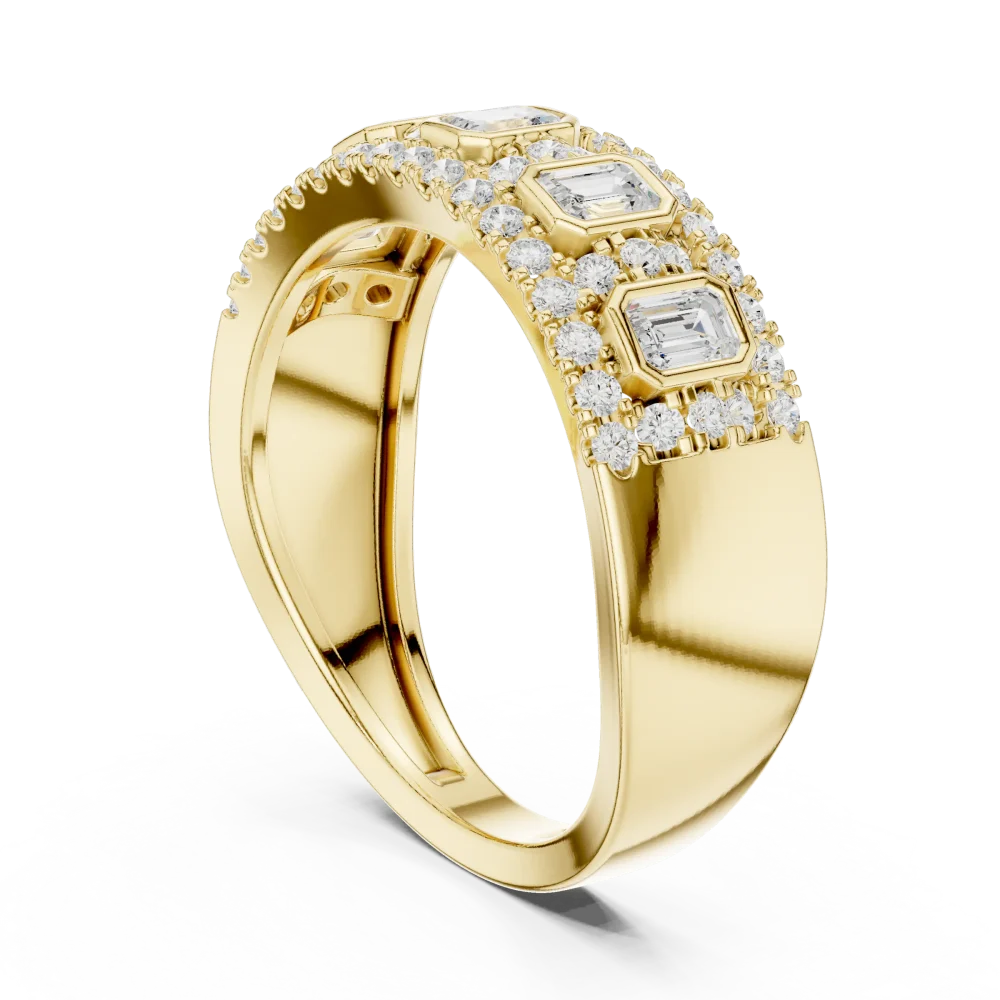 Symmetry Emerald and Round Pavé Geometric Band - Image 3