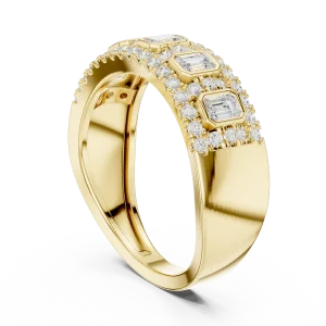 Symmetry Emerald and Round Pavé Geometric Band - Image 3