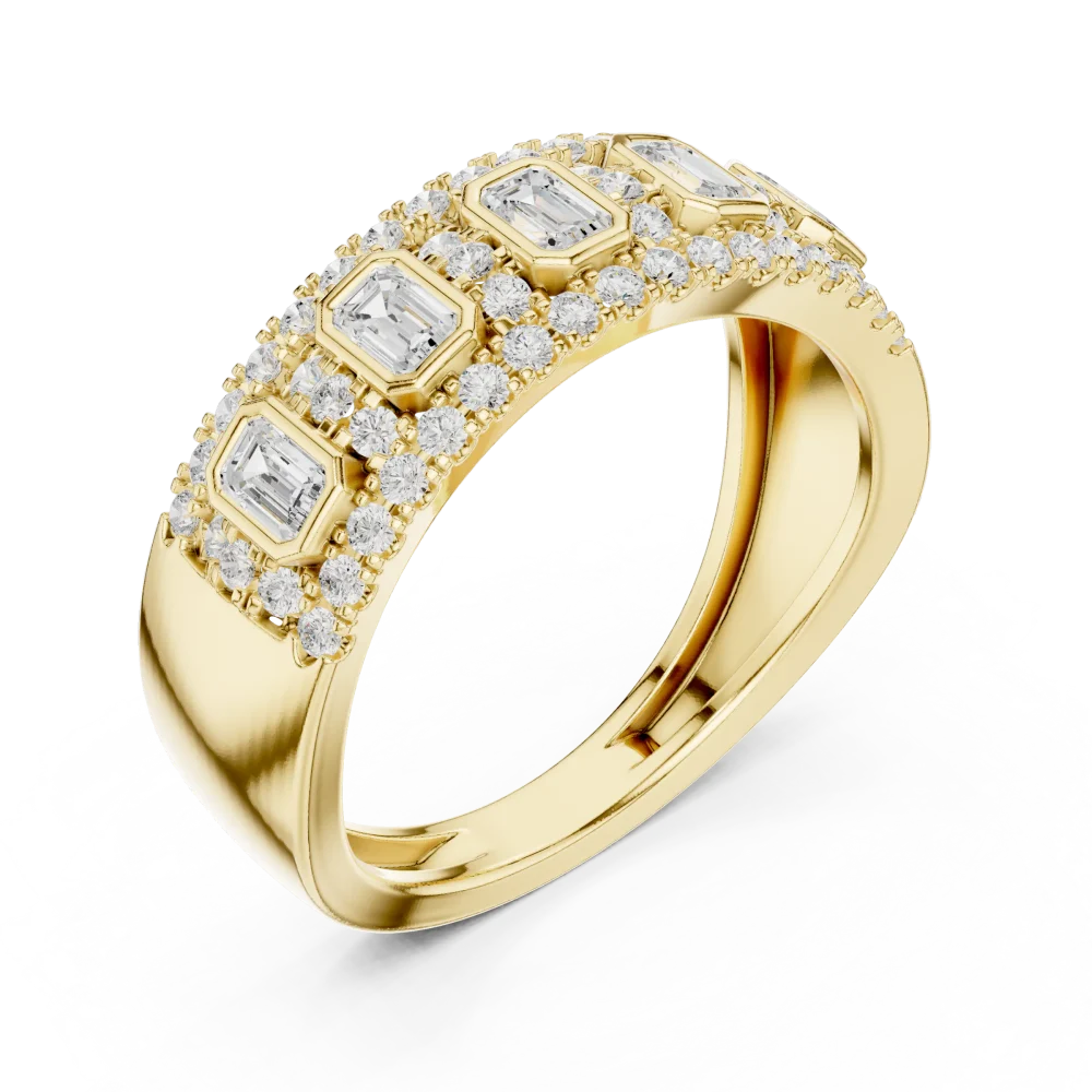 Discover the radiant allure of our emerald and round pavé band. Featuring DIAMEUR lab-grown diamonds, this modern design is the perfect everyday luxury.
