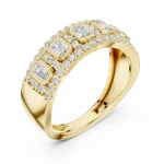 Symmetry Emerald and Round Pavé Geometric Band