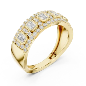 Symmetry Emerald and Round Pavé Geometric Band