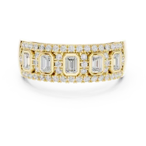 Symmetry Emerald and Round Pavé Geometric Band - Image 2