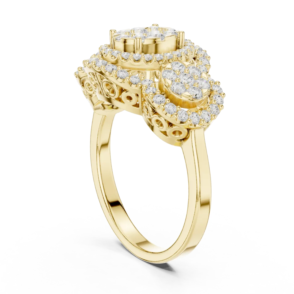 Luminary Cluster Radiant Brilliant-Cut Cocktail Ring - Image 3