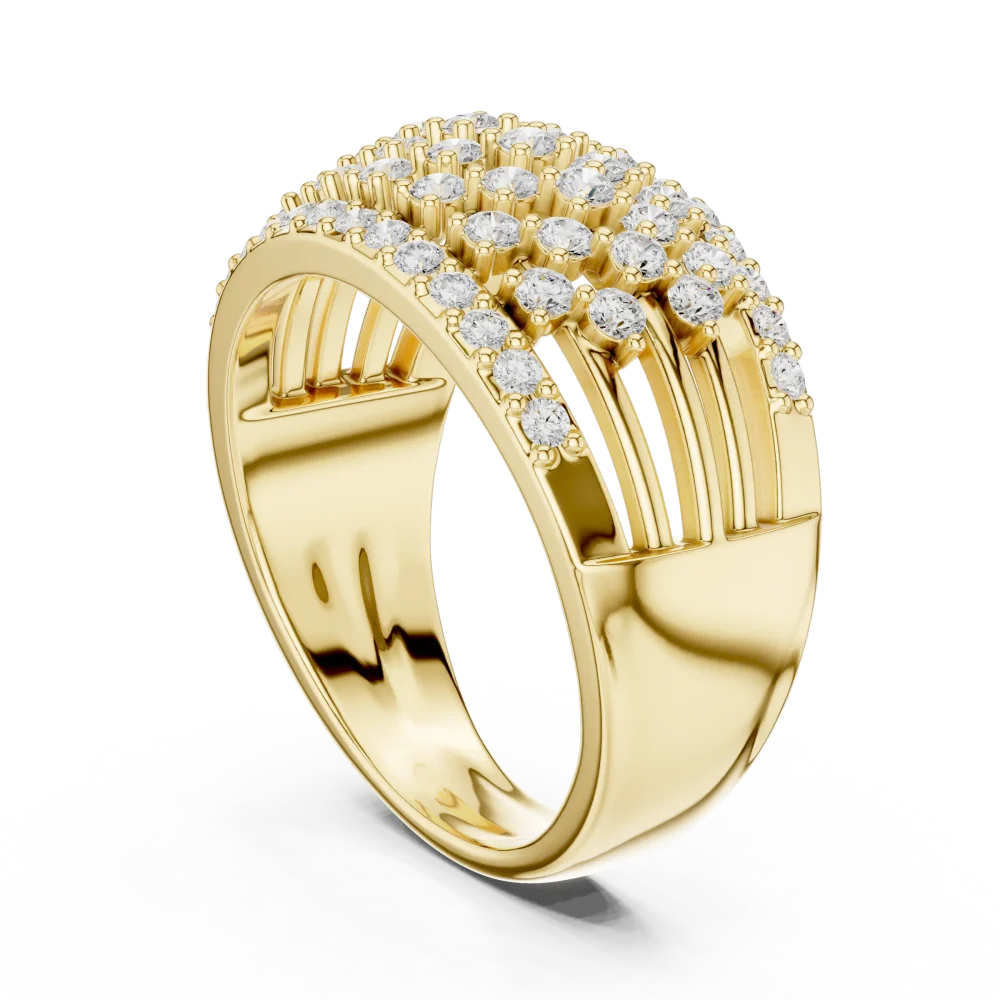 Luminous Pavé-Set Round Brilliant Multi-Row Statement Band - Image 3