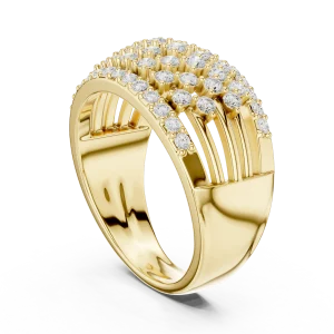 Luminous Pavé-Set Round Brilliant Multi-Row Statement Band - Image 3